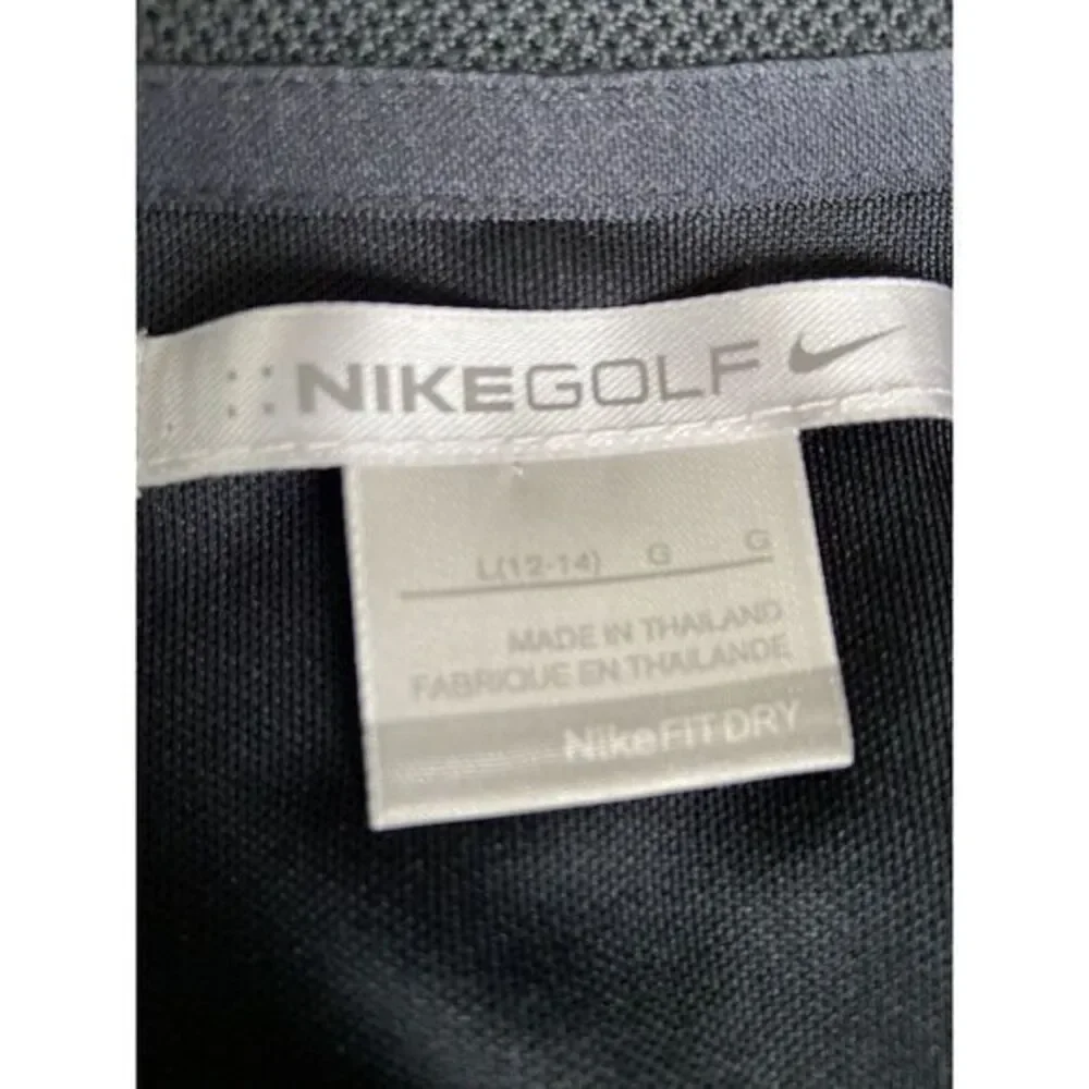 Nike‎ Golf Shirt Womens Large Black Sleeveless Polo Dri-Fit Pickleball Tennis